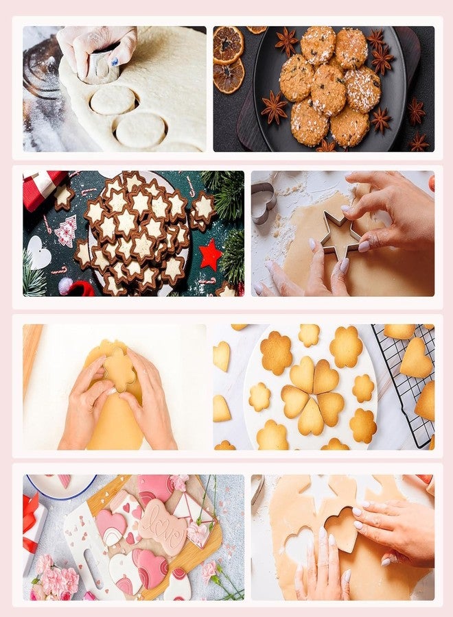 JAY EMPIRE 12 Pcs Cookie Cutters Shapes Baking Set, Heart Flower Round Star Shape Biscuit Stainless Steel Metal Molds Cutters for Kitchen Baking Birthday Christmas Valentine's Day Small Cookie Cutters - Image 4