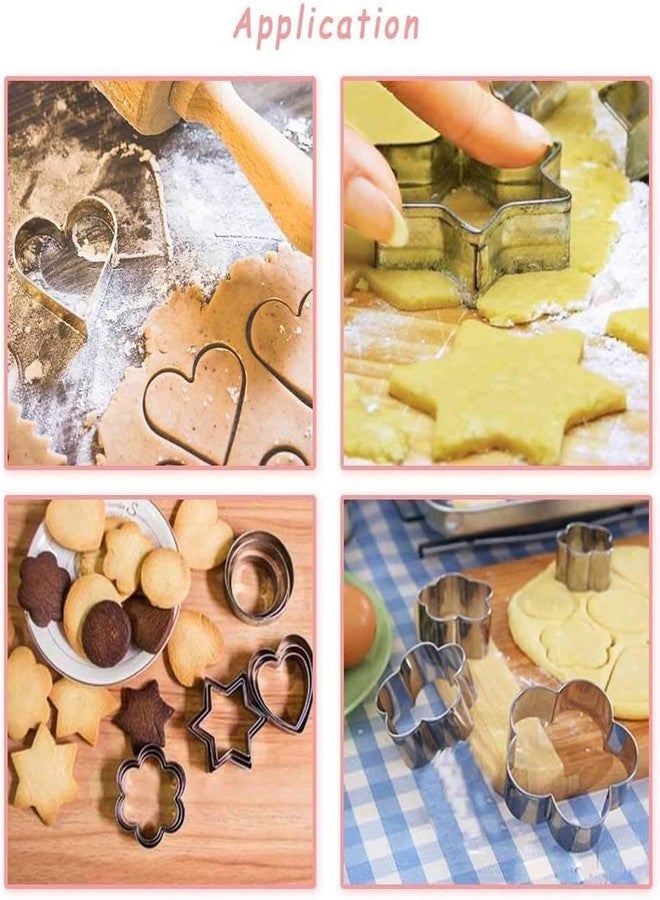 JAY EMPIRE 12 Pcs Cookie Cutters Shapes Baking Set, Heart Flower Round Star Shape Biscuit Stainless Steel Metal Molds Cutters for Kitchen Baking Birthday Christmas Valentine's Day Small Cookie Cutters - Image 5