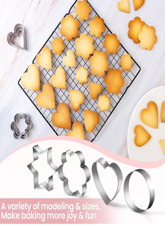 JAY EMPIRE 12 Pcs Cookie Cutters Shapes Baking Set, Heart Flower Round Star Shape Biscuit Stainless Steel Metal Molds Cutters for Kitchen Baking Birthday Christmas Valentine's Day Small Cookie Cutters - Image 2