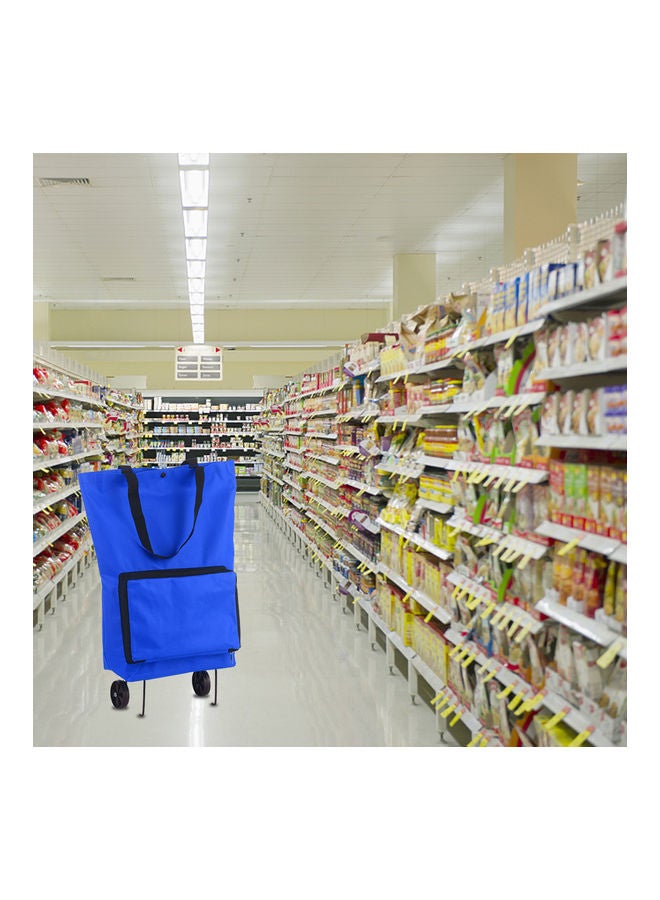 إسكدنيا حقيبة تسوق مزودة بعجلات قابلة للطي أزرق 28x4x18سم - Image 2