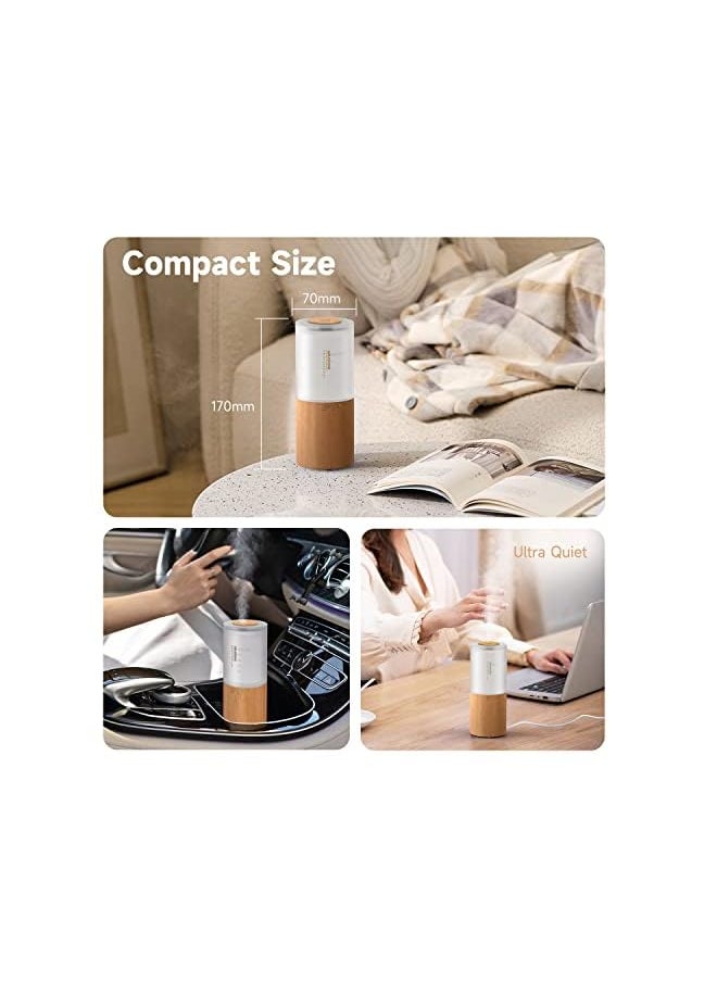 Mini Essential Oil Diffuser Aroma Cool Mist Humidifier for Car Office Sleep Travel, Ultrasonic Aromatherapy Diffuser with Warm Night Light, Ultra Quiet/Auto Shutoff/USB Powered