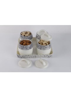Nabhya Nabhya Plastic 4pc Set Round Shape Dry Fruit Gifting Storage Container Jar Box With Serving Tray For Serving Sweets, Chocolates (Black, Pack of 4)  - Image 2