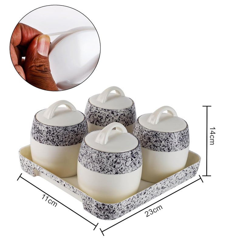 Nabhya Plastic 4pc Set Round Shape Dry Fruit Gifting Storage Container Jar Box With Serving Tray For Serving Sweets, Chocolates (Black, Pack of 4) - Image 4