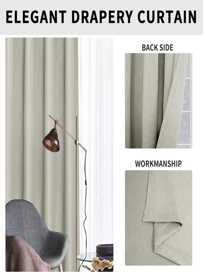إيزي-جوينج ستارة معتمة من الكتان المحكم، مقاس 100 × 84 بوصة، ستارة باب منزلق عريضة للغاية لغرفة النوم وغرفة المعيشة (لوحة واحدة، بيج) - Image 2
