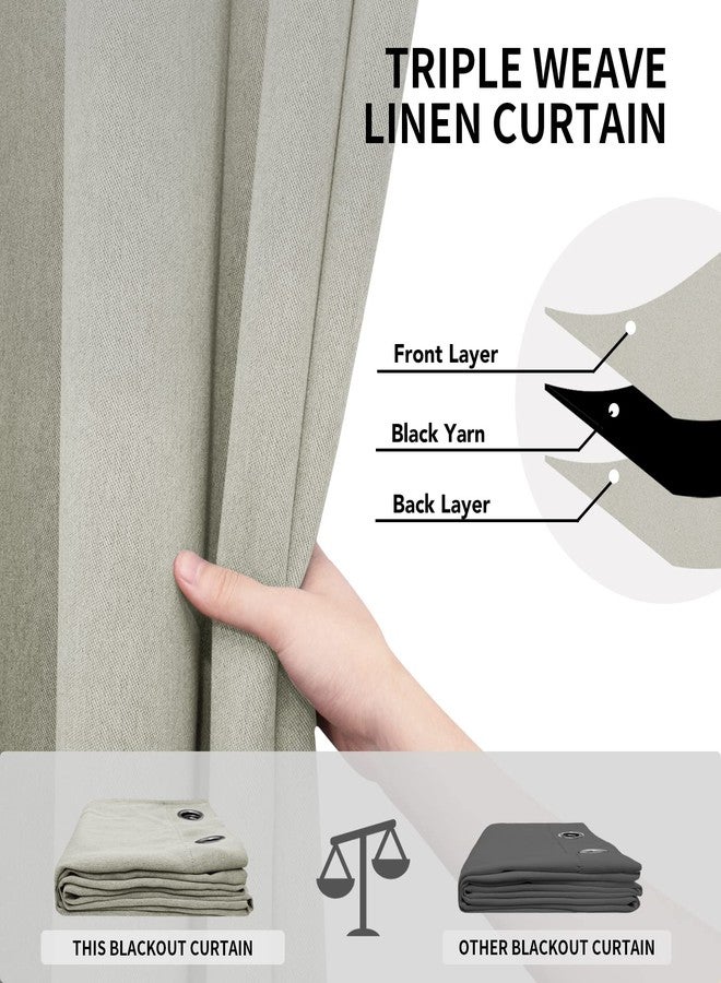 إيزي-جوينج ستارة معتمة من الكتان المحكم، مقاس 100 × 84 بوصة، ستارة باب منزلق عريضة للغاية لغرفة النوم وغرفة المعيشة (لوحة واحدة، بيج) - Image 3