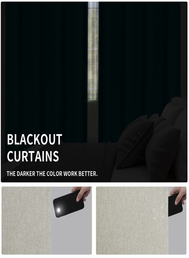 إيزي-جوينج ستارة معتمة من الكتان المحكم، مقاس 100 × 84 بوصة، ستارة باب منزلق عريضة للغاية لغرفة النوم وغرفة المعيشة (لوحة واحدة، بيج) - Image 4