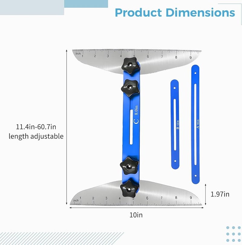 Adjustable Stair Gauge Template Tool with Folding Ruler for Precision Risers and Drywall Cutting - Image 3