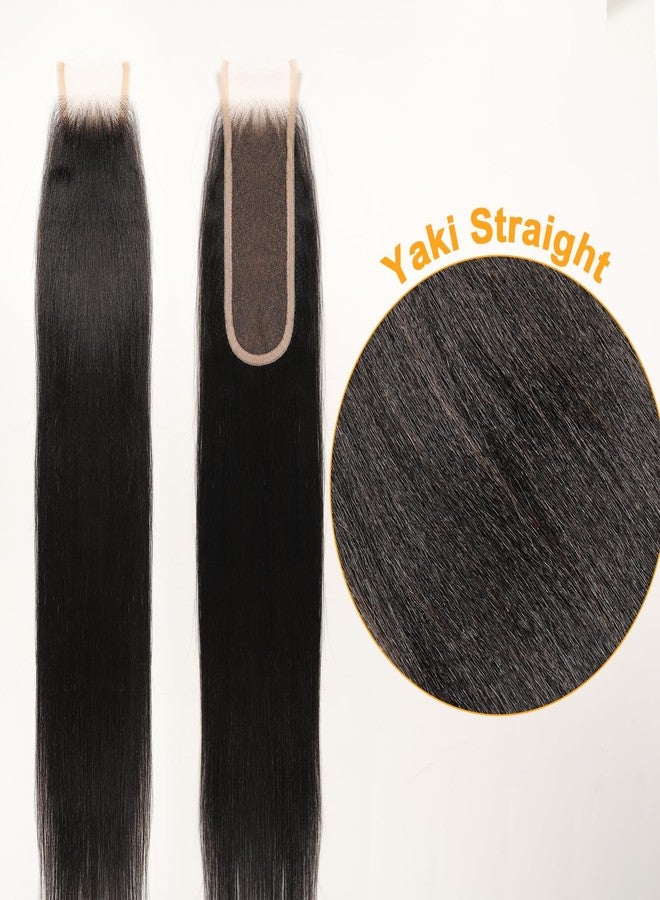 BEEOS 2x6 Yaki Straight SKINLIKE Real HD Lace Closure, 0.10mm Ultra-thin Invisible HD Lace Pre-Plucked Bleached Knots Human Hair Closure 18 Inch - Image 2