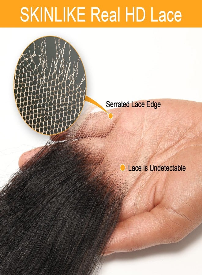 BEEOS 2x6 Yaki Straight SKINLIKE Real HD Lace Closure, 0.10mm Ultra-thin Invisible HD Lace Pre-Plucked Bleached Knots Human Hair Closure 18 Inch - Image 3