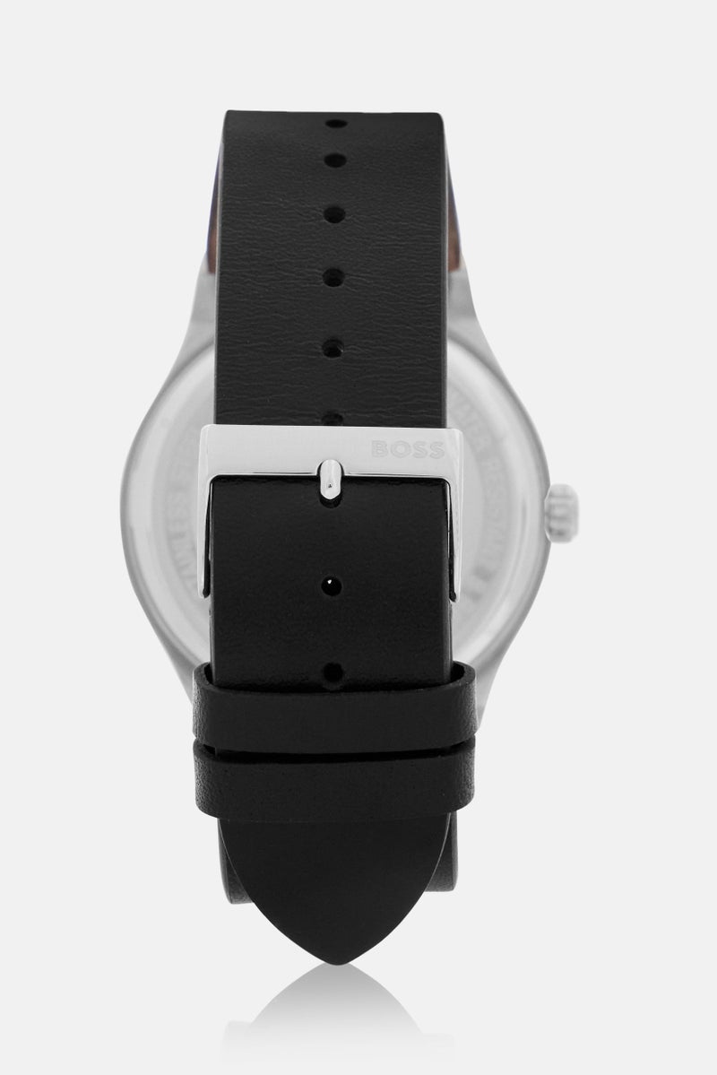 BOSS Men 1514075 Analog Leather Watch 41 cm, Black  - Image 5