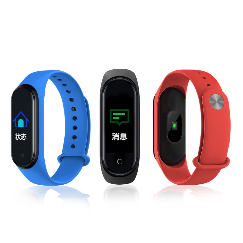 سوارتي الرياضية الذكية M4 بشاشة LCD لمس واحدة مقاس 0.96 بوصة - مراقب للنوم ومعدل ضربات القلب وضغط الدم - تذكير بالرسائل والاتصالات - متوافق مع أندرويد وأي أو إس - Image 4