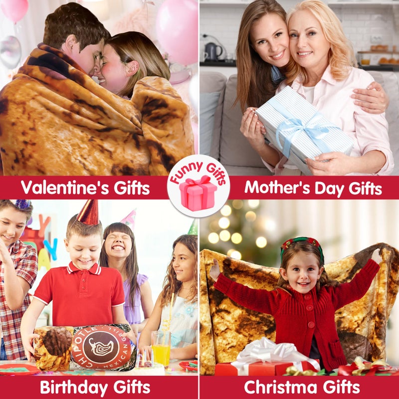 Jorbest Cookies Blanket Adult Kids and Baby Size for Birthday Gifts  Double Sided Food Throw Blanket Funny Gifts for Women Men Teen  285 GSM Soft Flannel Taco Blanket (Dark Brown  71 inches) - Image 3