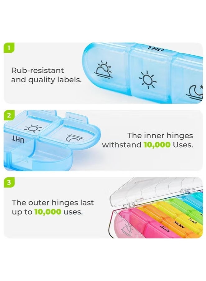 Weekly Pill Organizer 3 Times A Day ,Portable 7 Day Pill Box Case with Large Separate Compartments to Hold Medication, Vitamins, Fish Oil and Supplements（transparent） - Image 4