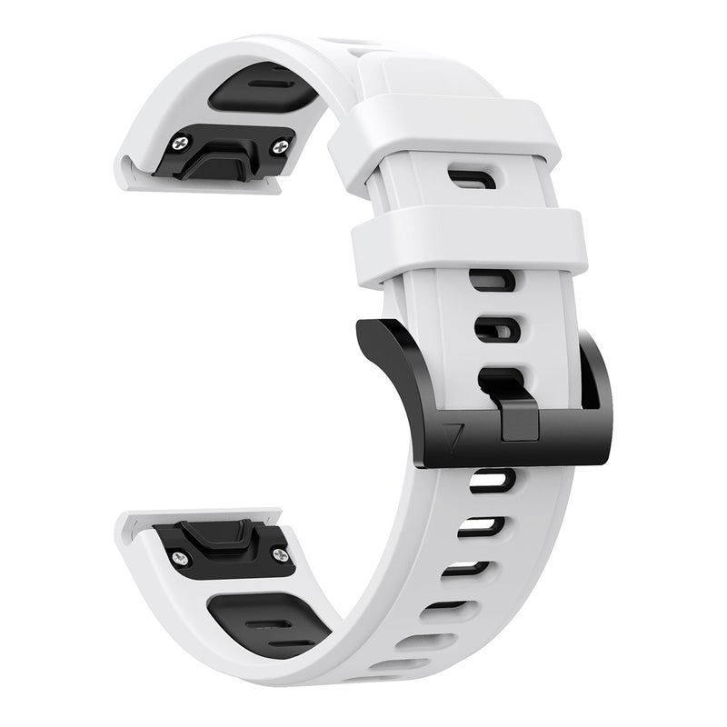 S-TOP For Garmin Fenix 6 Sapphire GPS 22mm Two-Color Sports Silicone Watch Band(White+Black) - Image 2