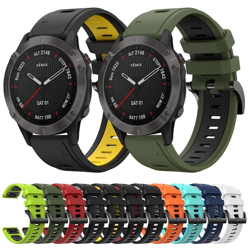 S-TOP For Garmin Fenix 6 Sapphire GPS 22mm Two-Color Sports Silicone Watch Band(White+Black) - Image 3