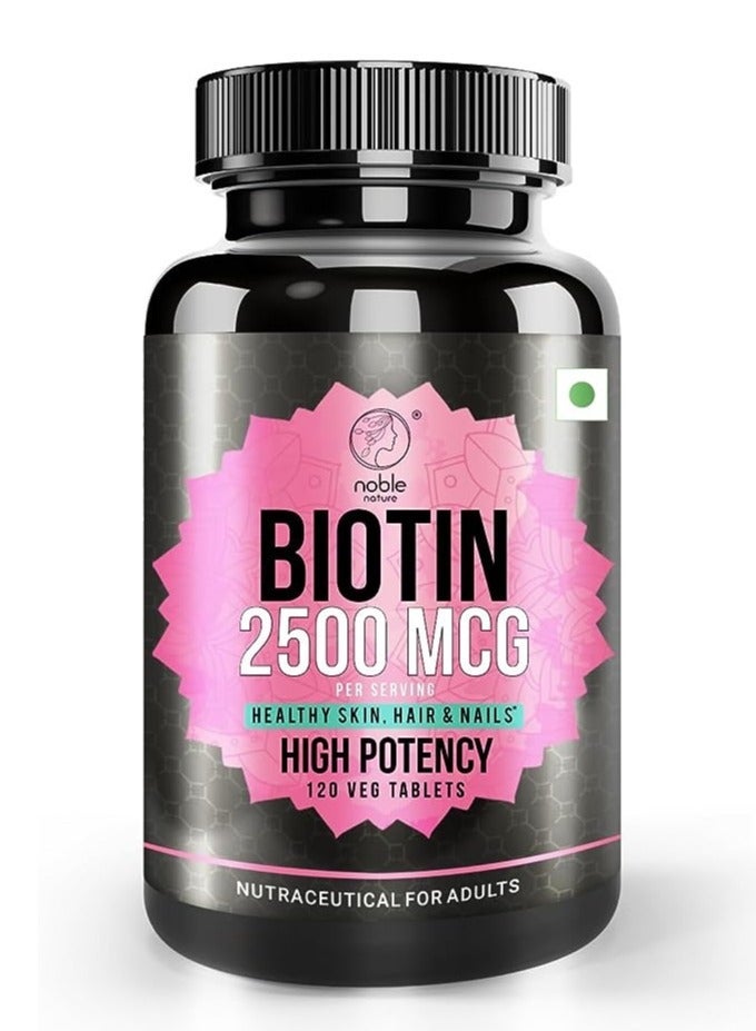 noble nature Chelated Magnesium Glycinate 1500MG per serving - 120 Veg Tablets - Supports Bone, Muscle & Nerve Health & Biotin 2500MCG, Healthy Skin, Hair and Nails, High Potency - 120 Veg Tablets Bundle - Image 3