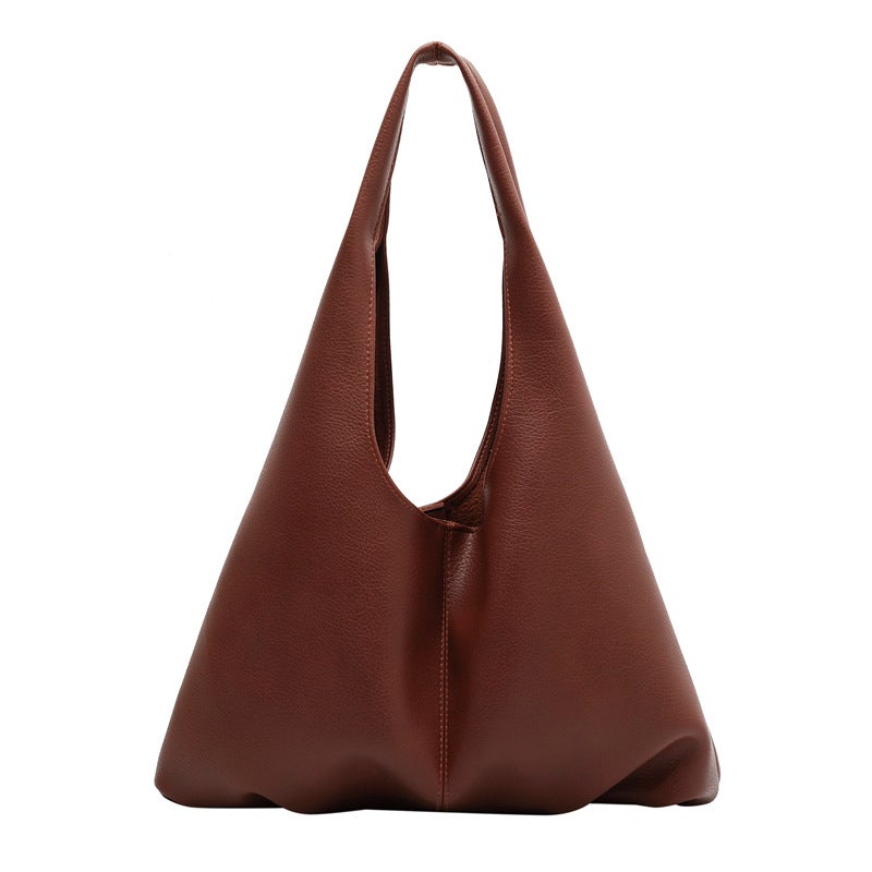 Large Capacity Bag Women'S 2022 New Fashionable Soft Texture Retro Simple Shoulder Student Underarm Bag Tote Bag - Image 1