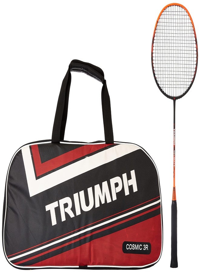 Triumph Velocity Graphite Hotmelt Light Weight Strung Badminton Racket with Cosmic-3R Single Compartment Badminton Bag Black/Red - Image 2