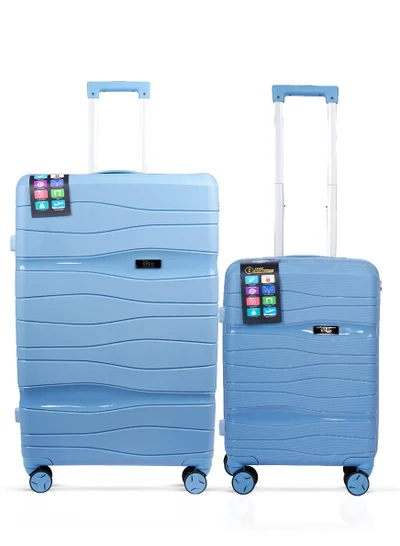 MNUK Viajero Set of 2 Luggage | PP Material Hard-side Smooth and comfortable Luggage Trolley with TSA Lock | Double 360° 4 Wheeler| Cabin, Large| Blue
