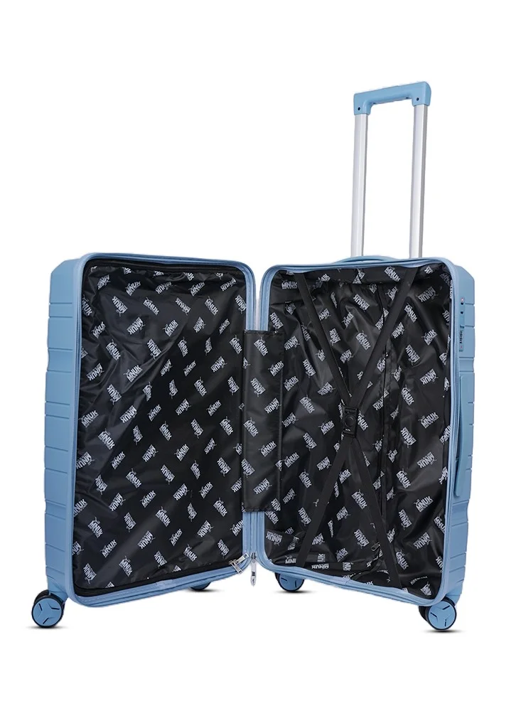 MNUK Viajero Set of 2 Luggage | PP Material Hard-side Smooth and comfortable Luggage Trolley with TSA Lock | Double 360° 4 Wheeler| Cabin, Large| Blue