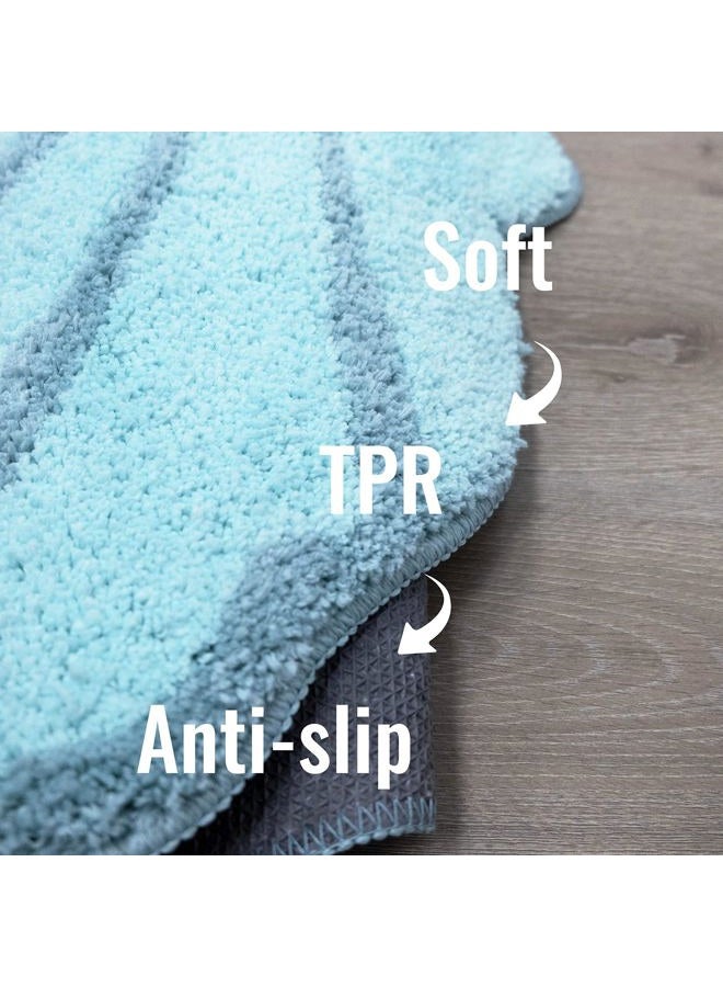 UNIBATH Seashell Bathroom Rugs and Mat Cute Beach Bath Mat for Kids Cartoon Sea Bathroom Decor Aqua Blue Bath Rugs Plush Non-Slip Foot Mat Absorbent Bathtub Rug Washable - Image 5