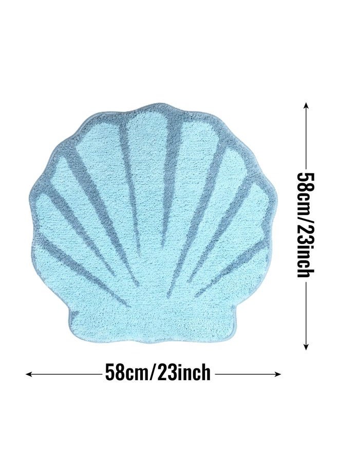 UNIBATH Seashell Bathroom Rugs and Mat Cute Beach Bath Mat for Kids Cartoon Sea Bathroom Decor Aqua Blue Bath Rugs Plush Non-Slip Foot Mat Absorbent Bathtub Rug Washable - Image 2