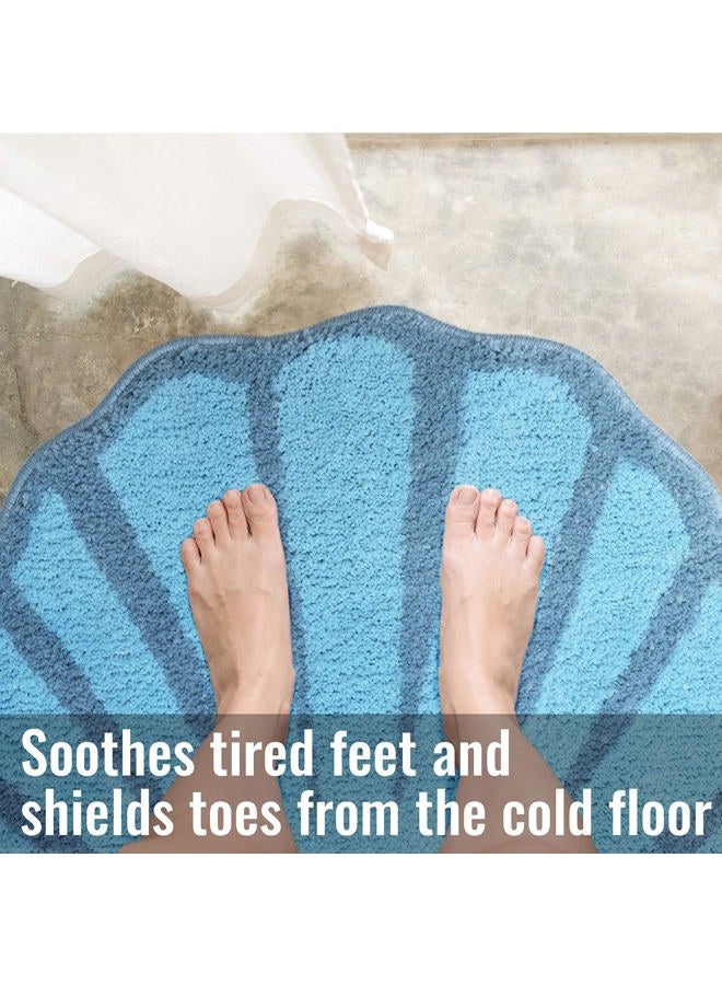 UNIBATH Seashell Bathroom Rugs and Mat Cute Beach Bath Mat for Kids Cartoon Sea Bathroom Decor Aqua Blue Bath Rugs Plush Non-Slip Foot Mat Absorbent Bathtub Rug Washable - Image 4