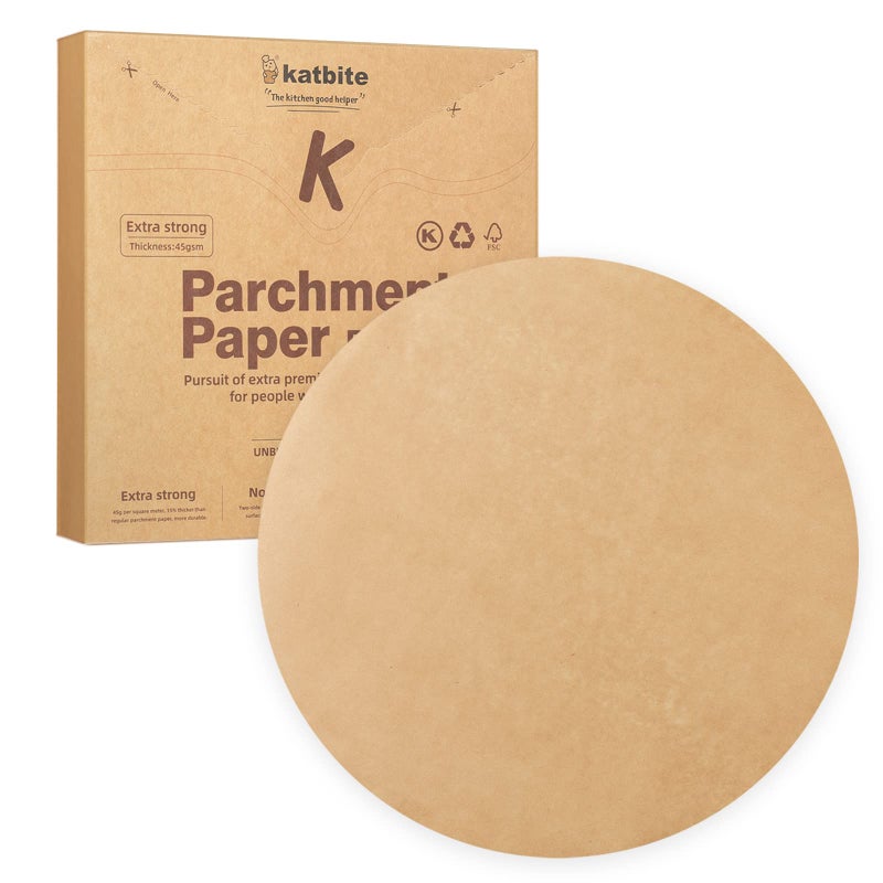 Katbite 200Pcs 8 Inch Parchment Paper Rounds Unbleached  Nonstick Precut Parchment Circles for Spring Pan StorageFreezing Hamburger Patties
