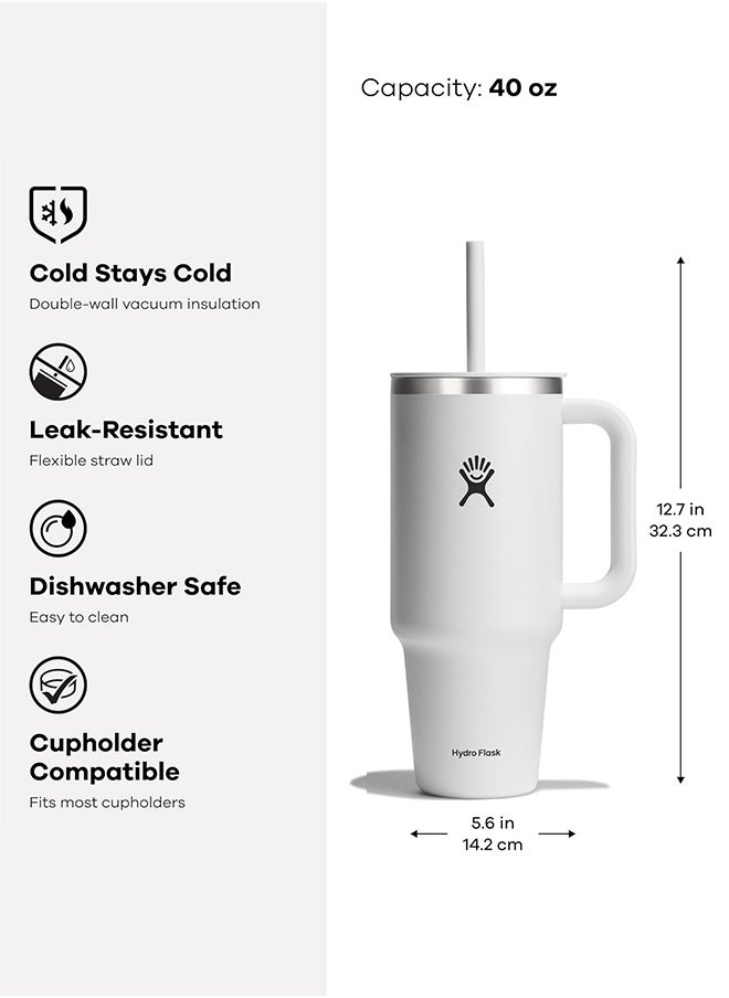 Hydro Flask 40 oz Tumbler with Handle, 2-in-1 Straw and Sip Lid, Leakproof, Dishwasher Safe, Insulated Stainless Steel Travel Coffee Mug, Keeps Cold for 24 Hours, Fits in Car Cup Holder  - Image 4