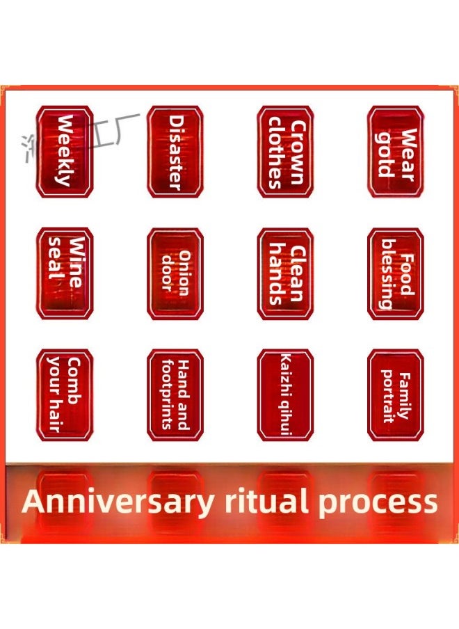 Generic - One-year-old Ceremony Photo Props Baby's Birthday Catch Week Supplies Layout Smart Door Qizhi Gong Food Bowl Wine Seal Paste-Color:Footprinted Photo Frame [3 Sheets Of Paper + Ink Pad] - Image 1