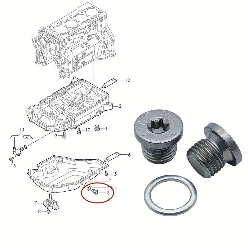 Oil Pan Drain Plug And Washer Set 1pc Compatible With Volkswagen Audi Skoda OEM 103344 N91101402 N91167901 - Image 5