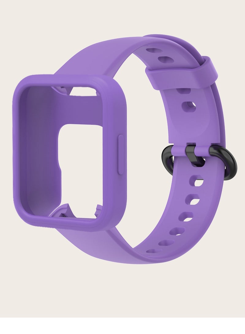 Silicone Strap Band For Xiaomi Redmi Watch 2 / Lite Watch Case Silicone Wrist Strap and frame Watchbands Smart Replacement Sport Band (purple) 