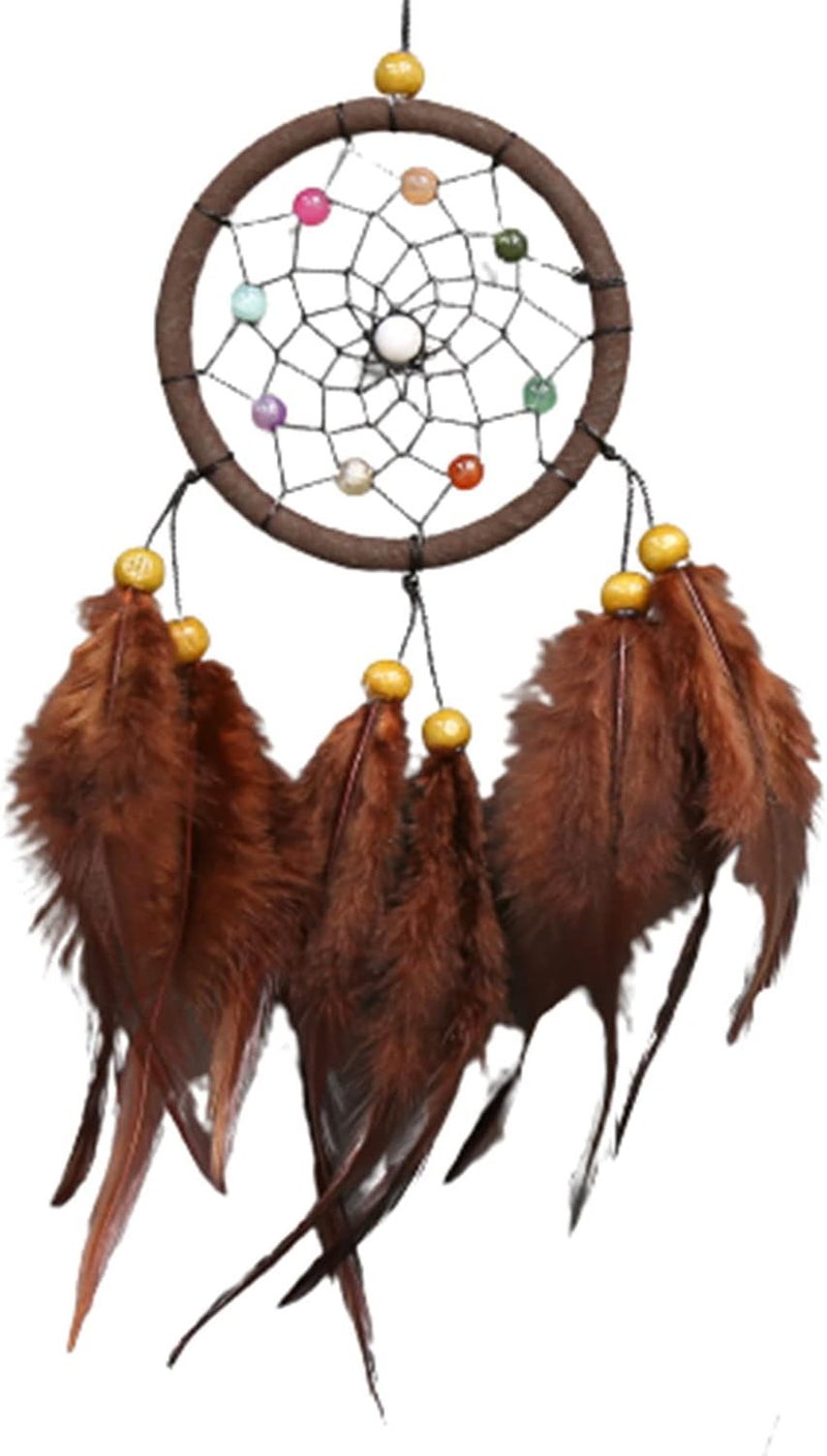 SPANICE Small Dream Catchers for Cars Rear View Mirror, Feather Dream Catchers Car Charm for Car Wall Bedroom Hanging Decorations (Style 5-Coffee) - Image 1