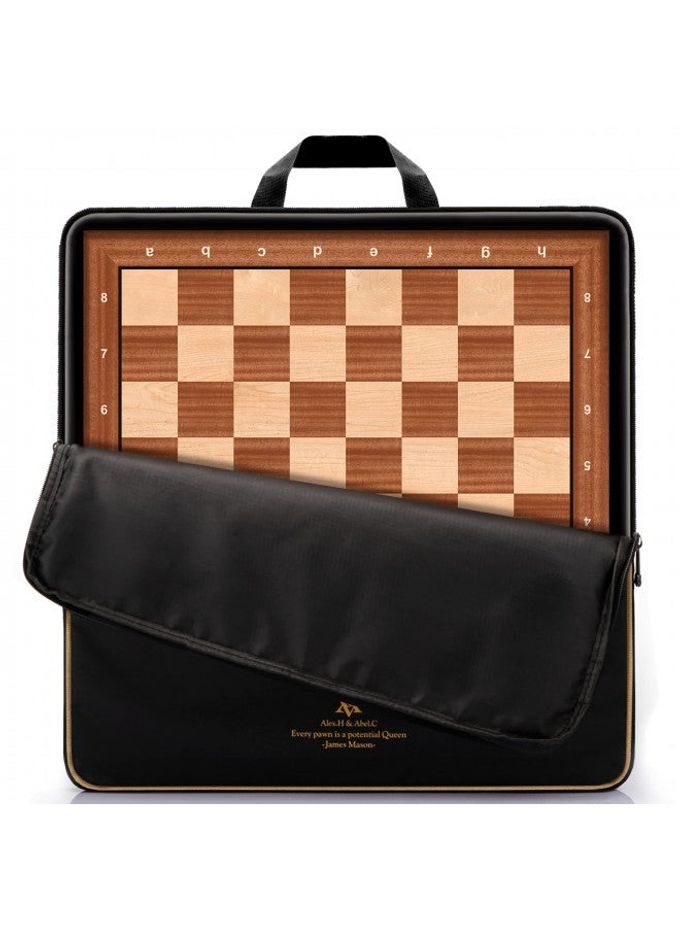 A&A 18.875" Professional Wooden Tournament Chess Board/Mahogany & Maple Inlaid /2.0" Squares w/Notation - Image 1