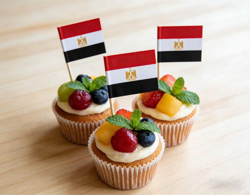 JAVD CYPS 100 Pcs Egypt Flag Egyptian Toothpick Flags, Small Mini Stick Cupcake Toppers Egyptian Flags,Country Picks Party Decoration Celebration Cocktail Food Bar Cake Flags - Image 3