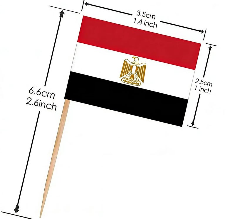 JAVD CYPS 100 Pcs Egypt Flag Egyptian Toothpick Flags, Small Mini Stick Cupcake Toppers Egyptian Flags,Country Picks Party Decoration Celebration Cocktail Food Bar Cake Flags - Image 2