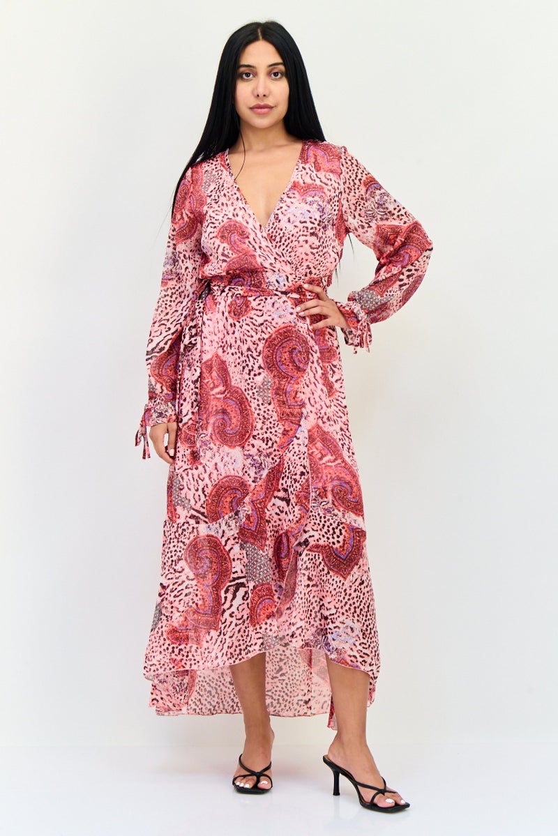 KENDALL + KYLIE Women Floral Print Belted Maxi Dress, Multicolor - Image 1