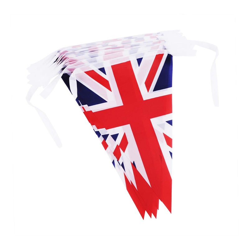 RUIXIA Fabric Union Jack Bunting String Flag 8m/26ft Long with 25 Triangular Flags Bunting British Banners Party Decor British UK Patriotic Themed Bunting Banner for National Royal Party Decoration - Image 2
