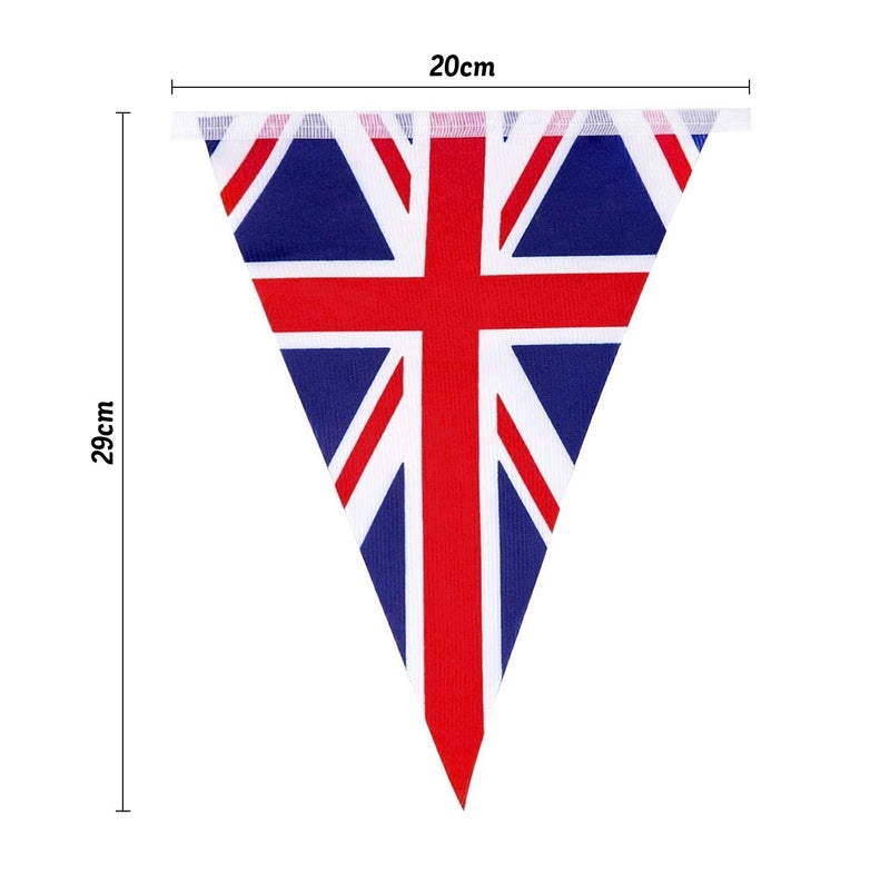 RUIXIA Fabric Union Jack Bunting String Flag 8m/26ft Long with 25 Triangular Flags Bunting British Banners Party Decor British UK Patriotic Themed Bunting Banner for National Royal Party Decoration - Image 4