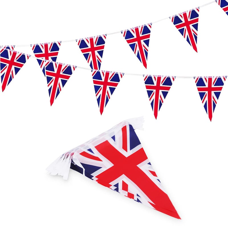 RUIXIA Fabric Union Jack Bunting String Flag 8m/26ft Long with 25 Triangular Flags Bunting British Banners Party Decor British UK Patriotic Themed Bunting Banner for National Royal Party Decoration - Image 1