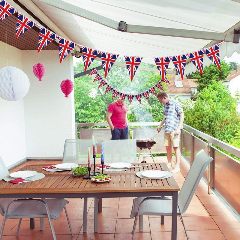 RUIXIA Fabric Union Jack Bunting String Flag 8m/26ft Long with 25 Triangular Flags Bunting British Banners Party Decor British UK Patriotic Themed Bunting Banner for National Royal Party Decoration - Image 5