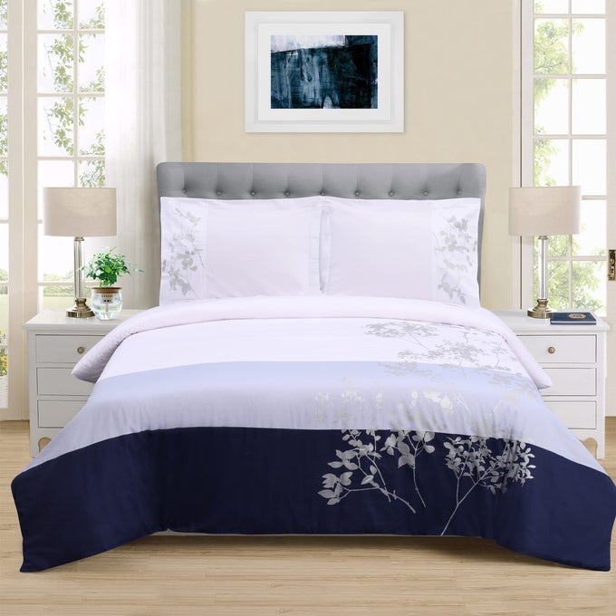 100 COTTON DUVET COVER SET SOFT 3PIECE DUVET SET INCLUDES 1 DUVET COVER WITH BUTTON CLOSURE 2 PILLOW SHAMS SYDNEY COLLECTION KINGCALIFORNIA KING SIZE BLUE