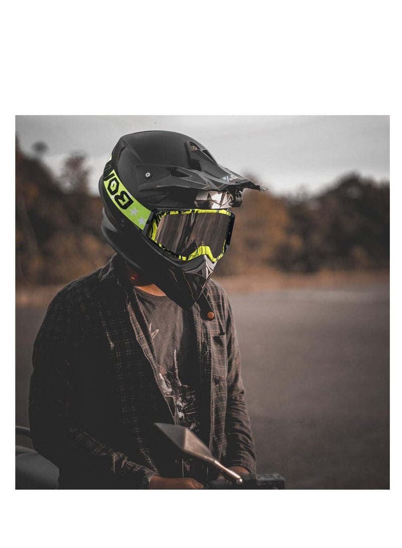 Motorcycle Goggles, Dirt Bike Goggles, ATV Racing Motocross Goggle Glasses, UV Protection Windproof Anti Fog Racing Goggles, Racing Helmet Goggles, for Adults Men Women Youth Kids (Green)