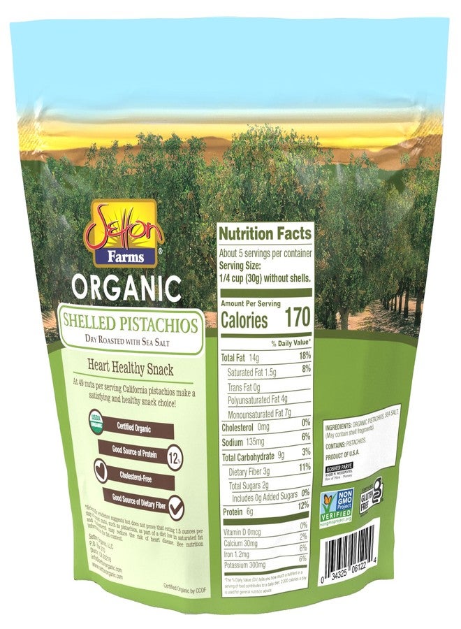 Setton Farms Organic Pistachios Shelled Roasted Salted, 5 Oz. Bag, Kosher - Image 2