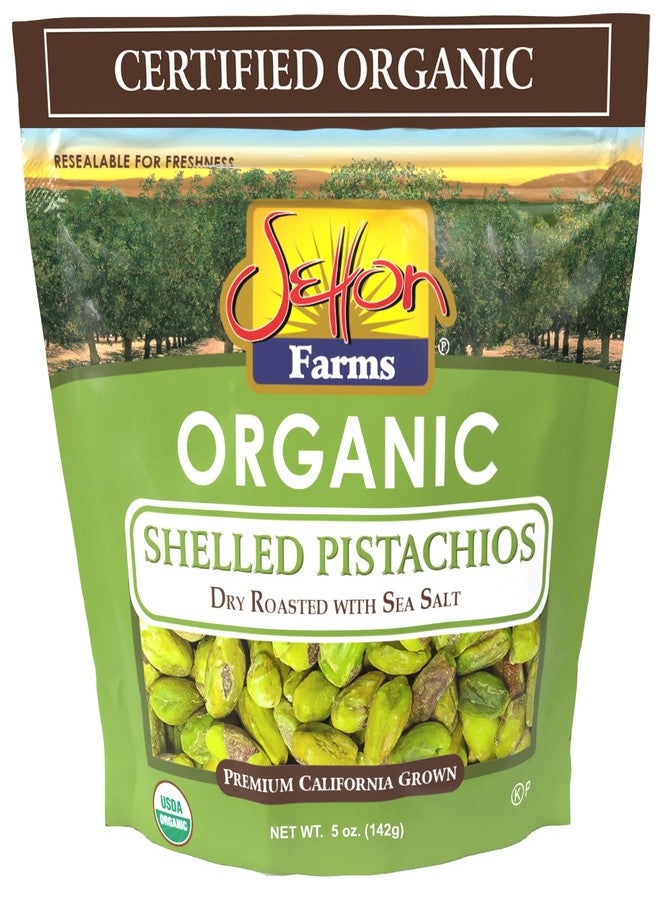 Setton Farms Organic Pistachios Shelled Roasted Salted, 5 Oz. Bag, Kosher - Image 1