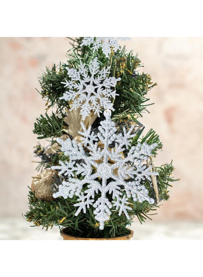 kockuu 36pcs Christmas Silver Snowflake Ornaments Plastic Glitter Snow Flakes Ornaments for Winter Christmas Tree Decorations Size Varies Craft Snowflakes - Image 2