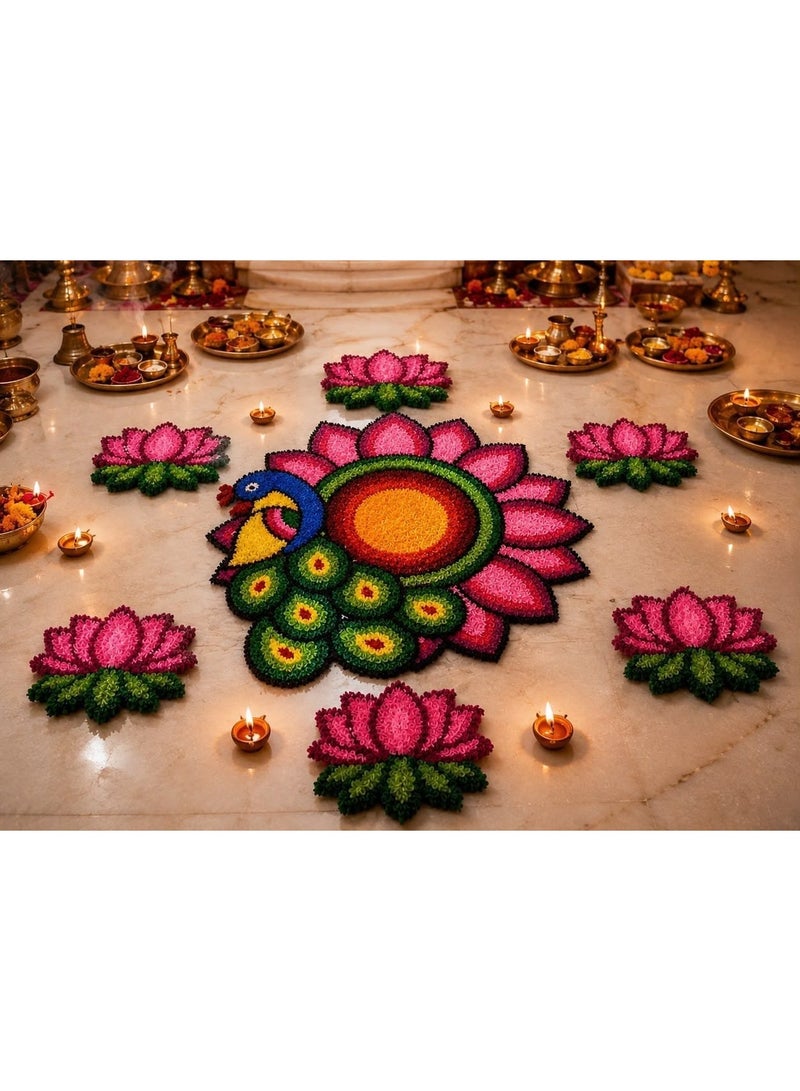 Shubhcart - Multicolor Rangoli Mat for Diwali, Navratri, Pooja, Home Decoration and Festive Celebrations