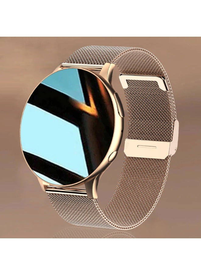 LIGE New Smart Watch For Women 1.28" AMOLED Screen Sports Bluetooth Calling IP67 Waterproof Mesh Rose Gold & Silicone Pink Strap  - Image 5