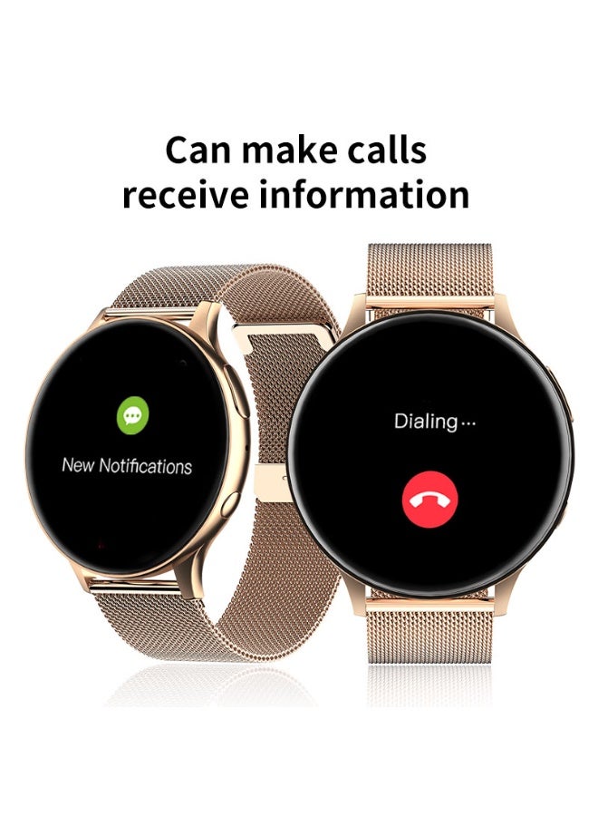 LIGE New Smart Watch For Women 1.28" AMOLED Screen Sports Bluetooth Calling IP67 Waterproof Mesh Rose Gold & Silicone Pink Strap  - Image 3
