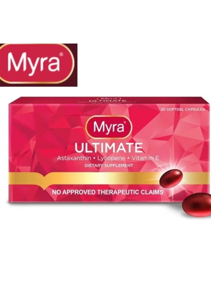 Myra Ultimate Astaxanthin, Lycopene & Vitamin E, 30 Softgels